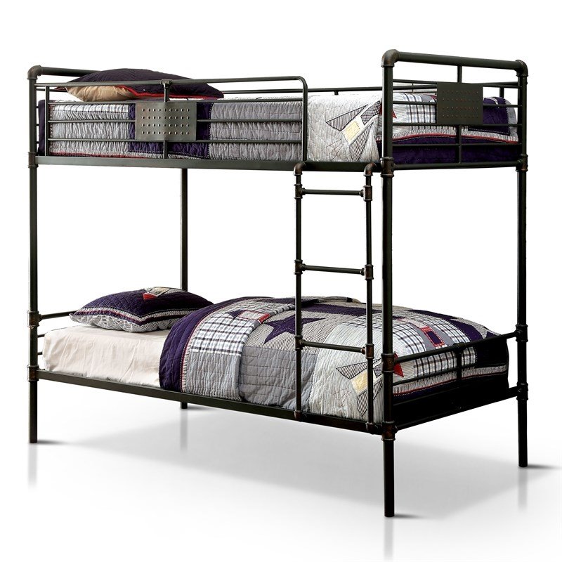 Furniture Of America Bryon Metal Twin, Black Metal Twin Bunk Bed