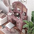 Furniture of America Diane Contemporary Wood 3-Piece Vanity Set in Rose Gold