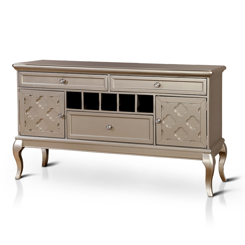 Furniture of America Bethlehem Solid Wood Hutch with Server in Gold Champagne