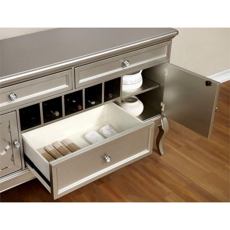 Furniture of America Bethlehem Solid Wood Hutch with Server in Gold Champagne