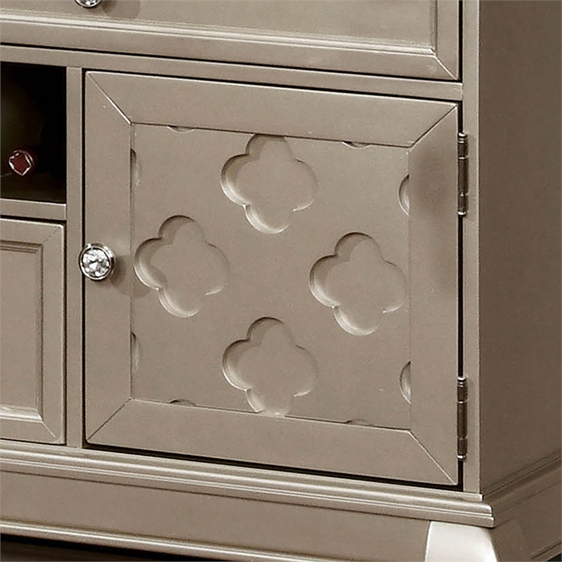 Furniture of America Bethlehem Solid Wood Hutch with Server in Gold Champagne