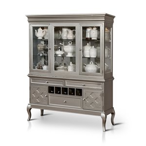 Furniture of America Bethlehem Solid Wood Hutch with Server in Gold Champagne