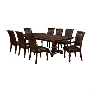 furniture of america alstroemeria wood 9-piece dining set in brown cherry