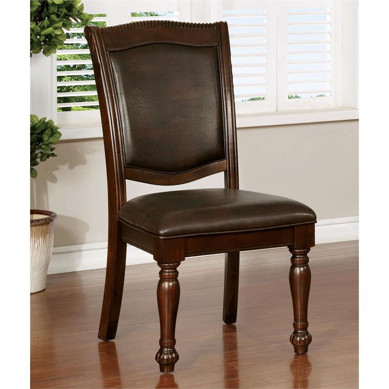 Furniture of America Alstroemeria Wood 9-piece Dining Set in Brown Cherry