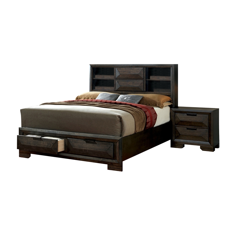 Queen Furniture of America Strauss 2-Piece Espresso Wood Bedroom Set