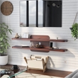 Furniture of America Brie Wood 2-Tier Floating TV Stand in Vintage Walnut