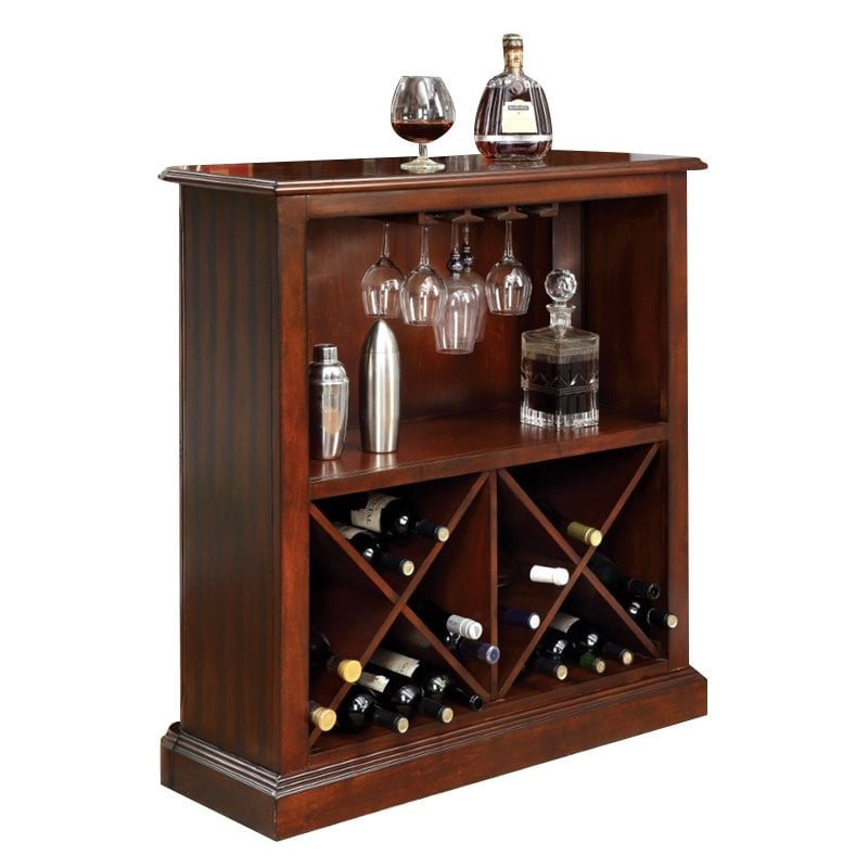 Furniture of America Myron Traditional 2-Piece Wood Home Bar Set in Cherry