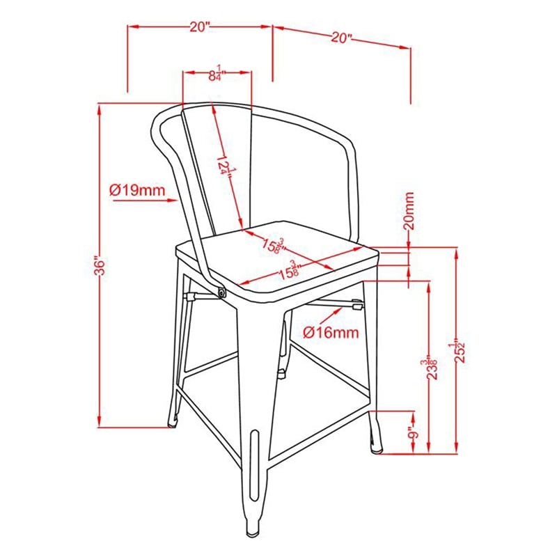 Furniture of America Mayfield Metal Counter Stool in Dark Bronze (Set of 2)