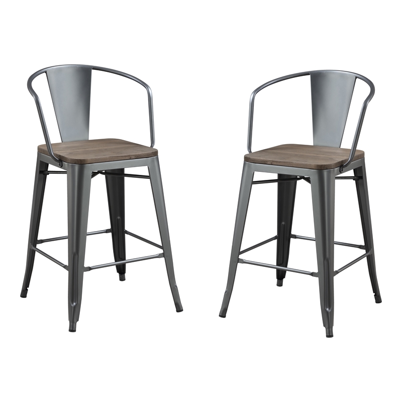 Furniture of America Mayfield Metal Counter Stool in Dark Bronze (Set of 2)