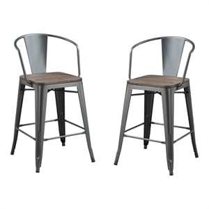 Furniture of America Mayfield Metal Counter Stool in Dark Bronze (Set of 2)