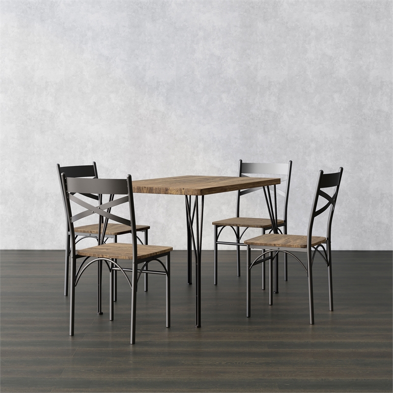 Furniture of America Kelle Transitional Metal 5-Piece Dining Set in Dark Bronze