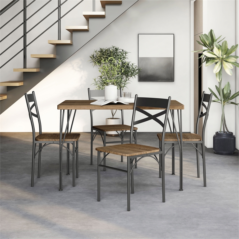 Furniture of America Kelle Transitional Metal 5-Piece Dining Set in Dark Bronze