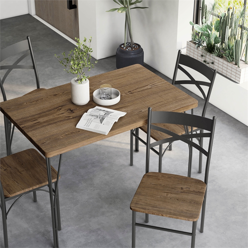 Furniture of America Kelle Transitional Metal 5-Piece Dining Set in Dark Bronze