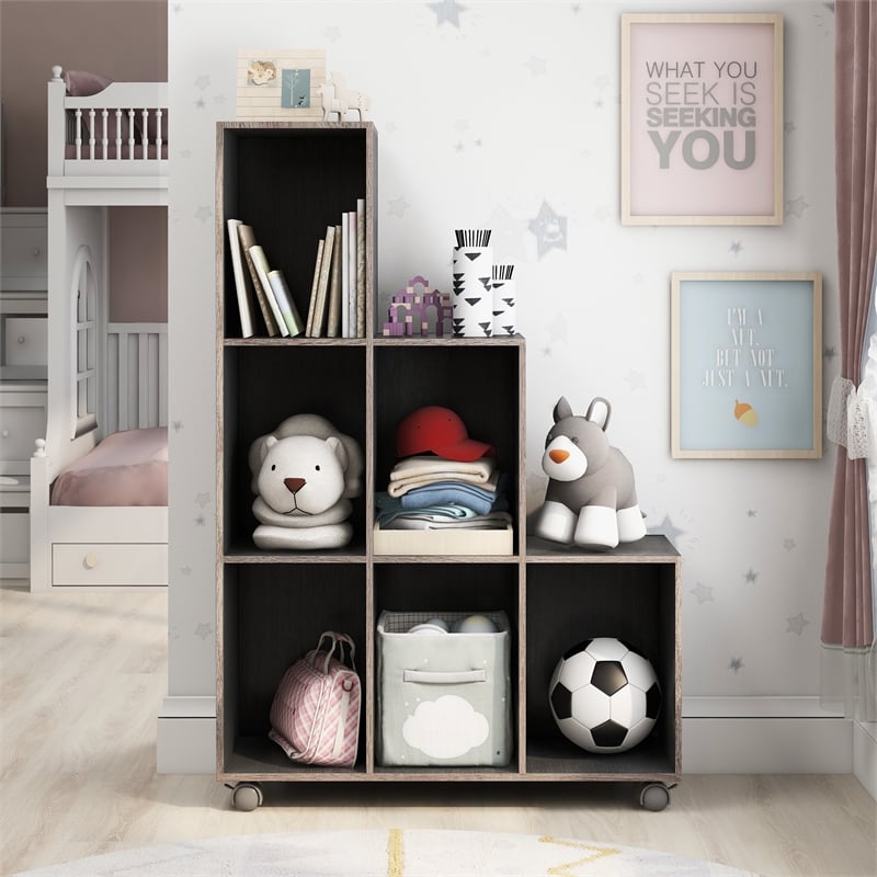 Furniture of America Chapin Wood 6-Compartment Bookcase in Cappuccino