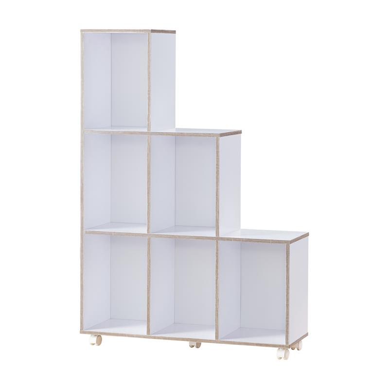 Furniture of America Chapin Wood 6-Compartment Bookcase in White