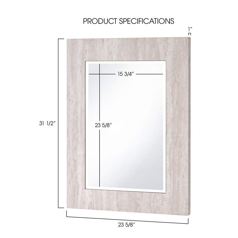Furniture of America Thayer Wood Rectangular Beveled Wall Mirror in White
