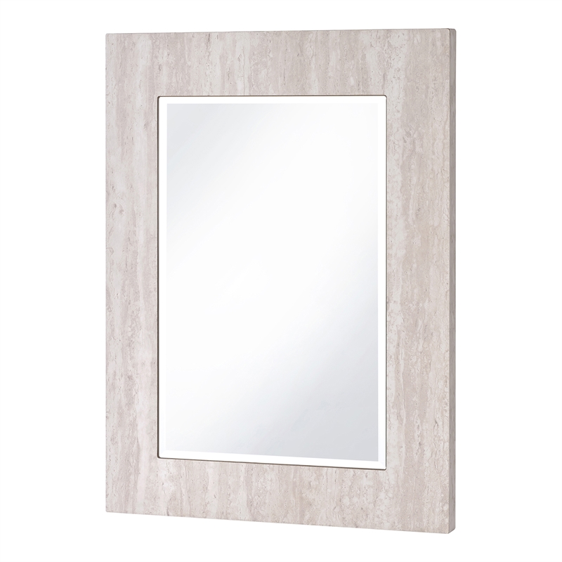 Furniture of America Thayer Wood Rectangular Beveled Wall Mirror in White
