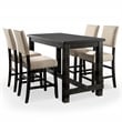 Furniture of America Sinuata Wood 5-Piece Counter Dining Set in Antique Black