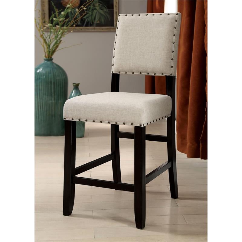 Furniture of America Sinuata Wood 5-Piece Counter Dining Set in Antique Black