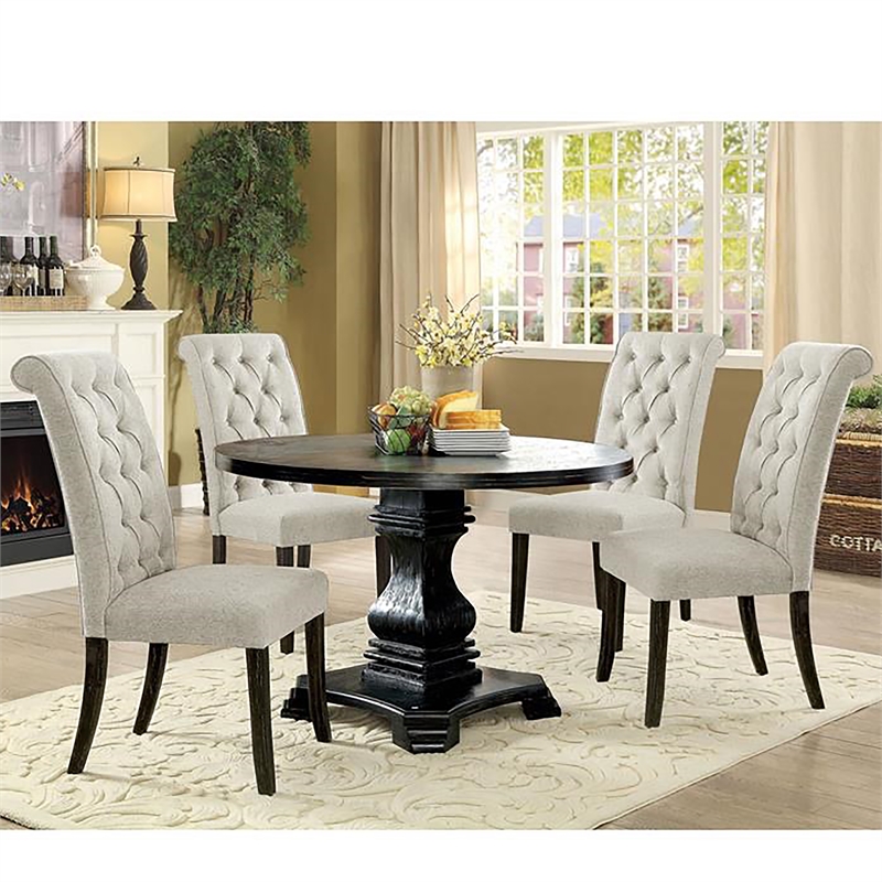 Furniture of America Kabini Rustic Wood 5-Piece Dining Table Set in Beige