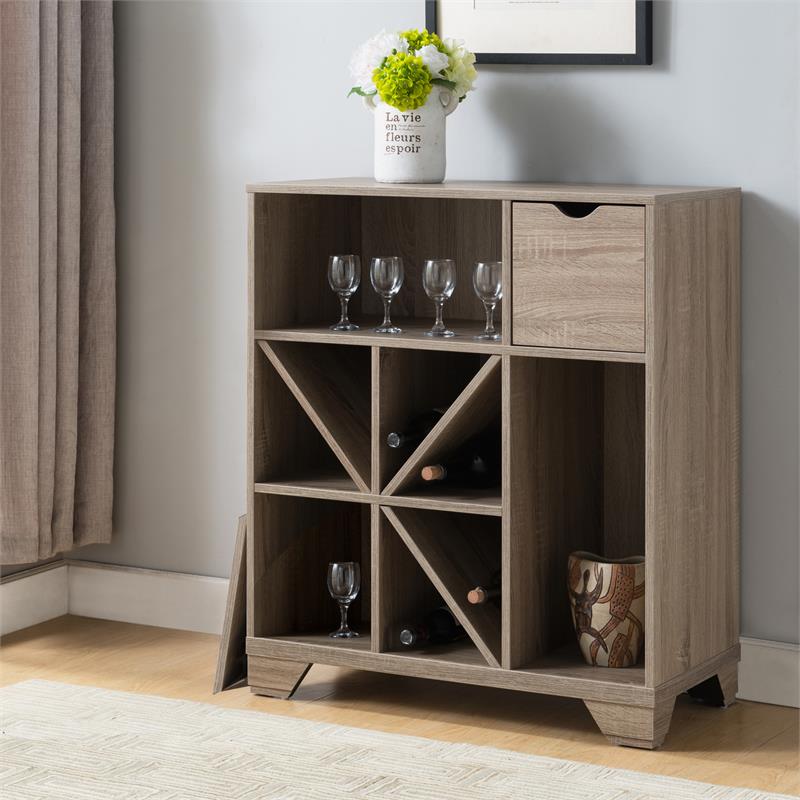 Furniture of America Alexandra Wood Multi-Storage Buffet in Dark Taupe Brown