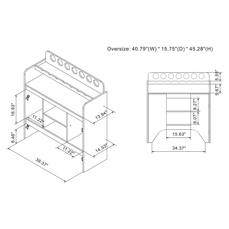 Furniture of America Davisen Contemporary Wood 7-Bottle Buffet in Espresso