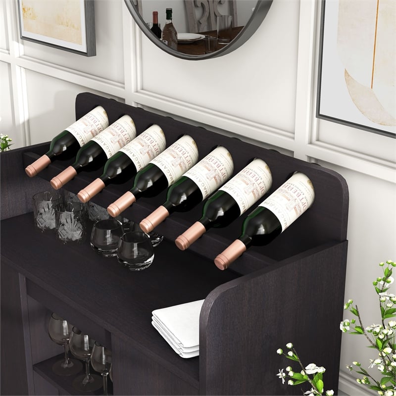 Furniture of America Davisen Contemporary Wood 7-Bottle Buffet in Espresso