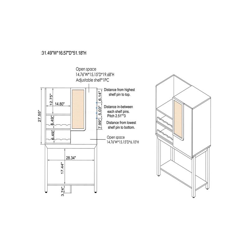 Furniture of America Maklin Wood 8-Bottle Wine Cabinet in Reclaimed Oak
