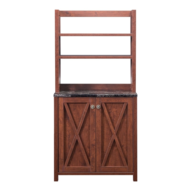Furniture of America Schuetz Rustic Wood Multi-Storage Baker Rack in Walnut