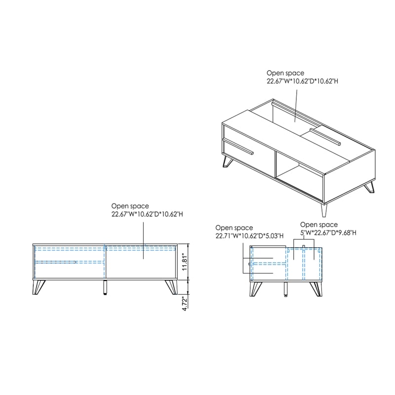 Furniture of America Evermore Modern Wood Storage Coffee Table in Natural Oak