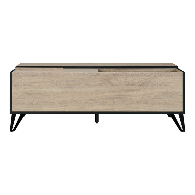 Furniture of America Evermore Modern Wood Storage Coffee Table in Natural Oak
