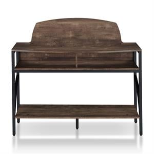 Furniture of America Rodricks Wood 3-Shelf Console Table in Reclaimed Oak