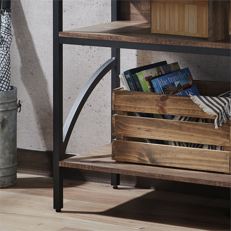 Furniture of America Rodricks Wood 3-Shelf Console Table in Reclaimed Oak
