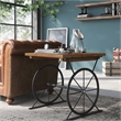 Furniture of America Davide Wood Wheel-Base End Table in Warm Oak