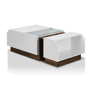 furniture of america plano contemporary wood storage coffee table in white