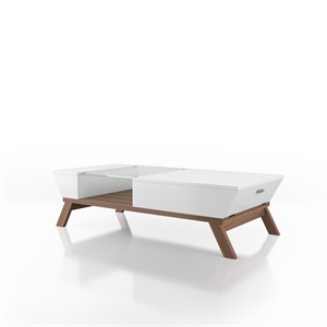 furniture of america soto contemporary glass top wooden storage coffee table