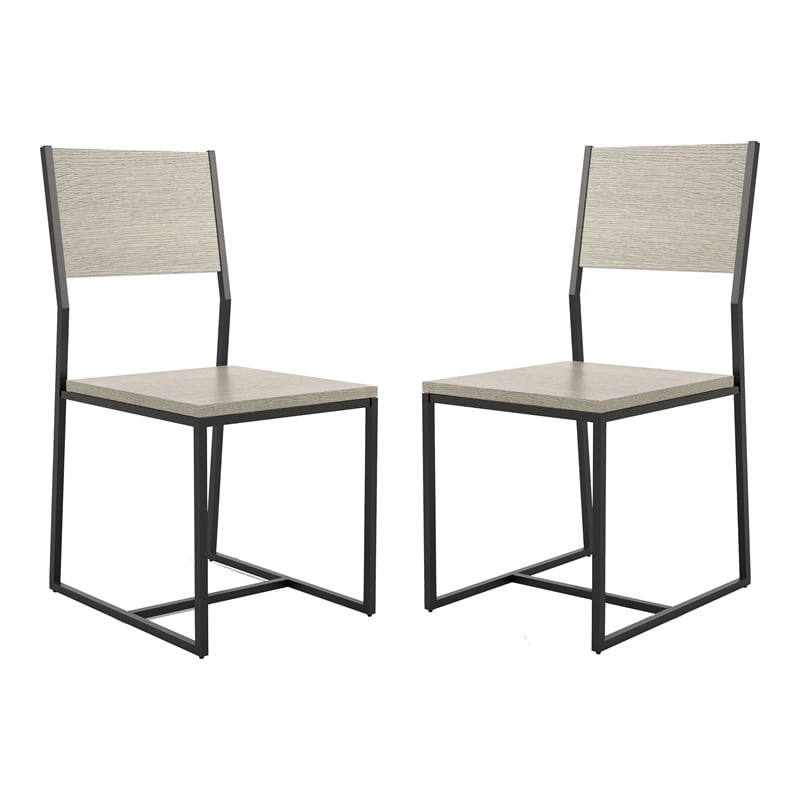 Furniture of America Pandorf Metal and Wood Dining Chairs in Gray (Set of 2)