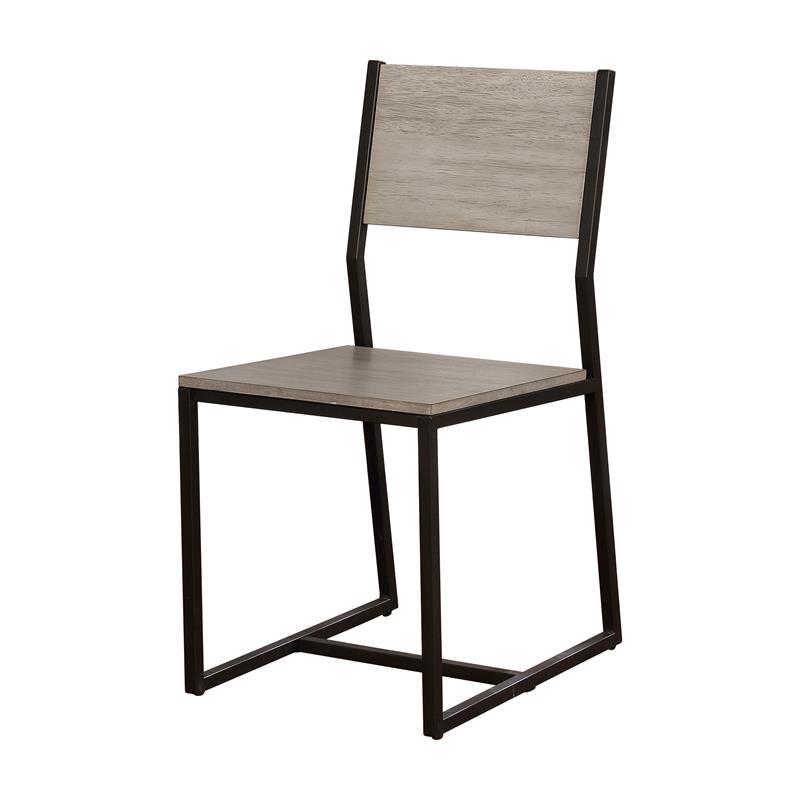 Furniture of America Pandorf Metal and Wood Dining Chairs in Gray (Set of 2)