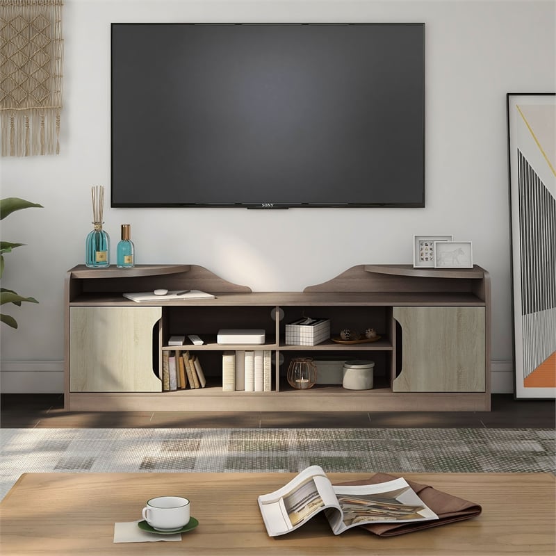 Furniture of America Bradson Rustic Wood 72-Inch TV Stand in Chestnut Brown