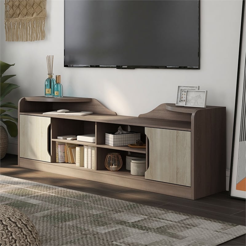 Furniture of America Bradson Rustic Wood 72-Inch TV Stand in Chestnut Brown
