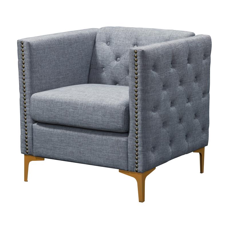 Furniture of America Lodd Contemporary Fabric Tufted Accent Chair in Light Gray