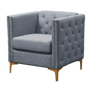 Furniture of America Lodd Contemporary Fabric Tufted Accent Chair in Light Gray