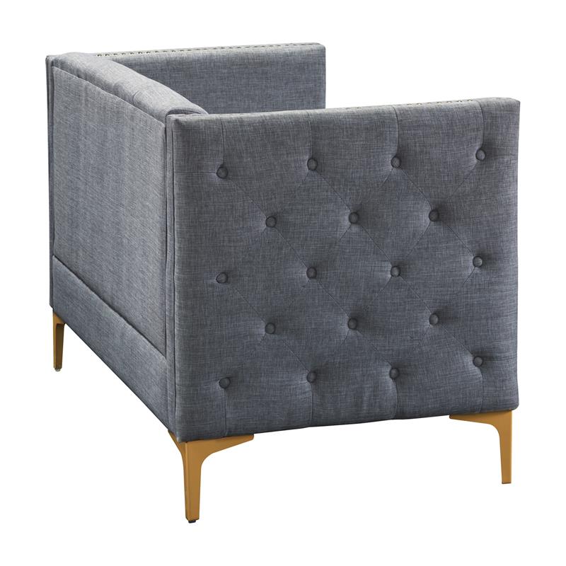 Furniture of America Lodd Contemporary Fabric Tufted Loveseat in Light Gray