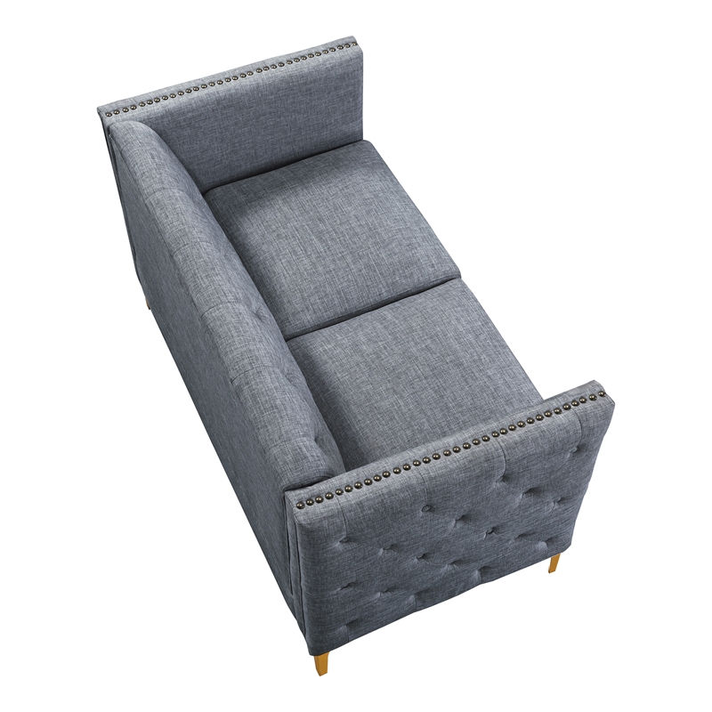 Furniture of America Lodd Contemporary Fabric Tufted Loveseat in Light Gray
