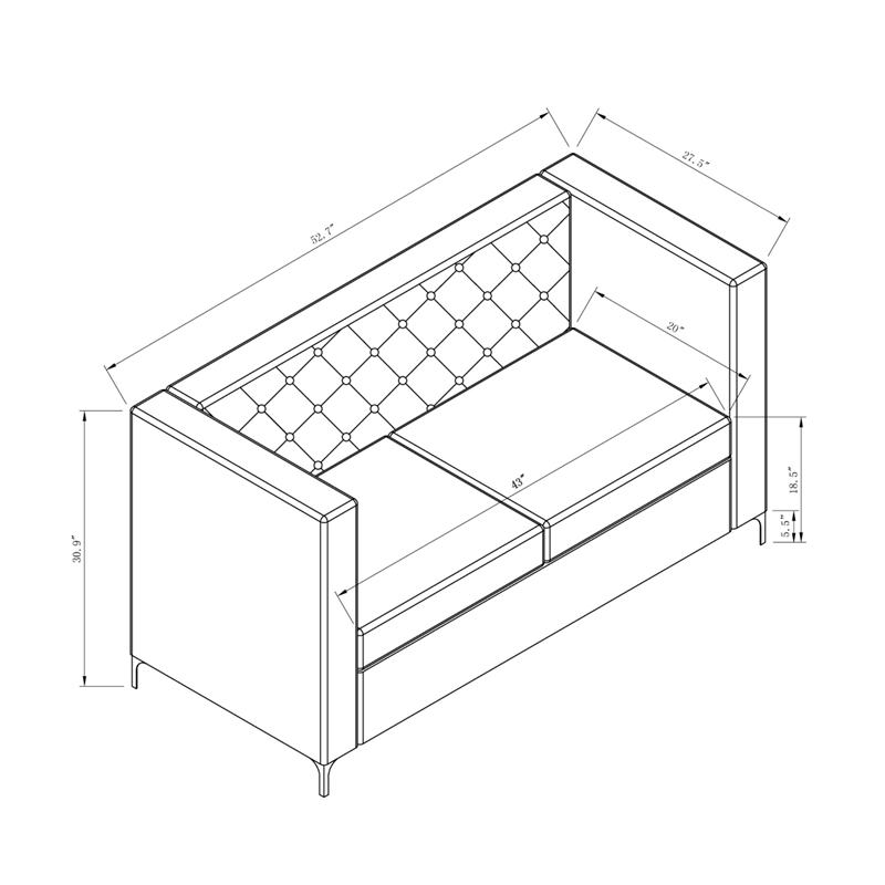 Furniture of America Lodd Contemporary Fabric Tufted Loveseat in Light Gray
