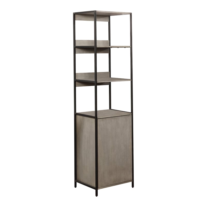 Furniture of America Groden Modern Metal and Wood 1-Cabinet Bookcase in Gray