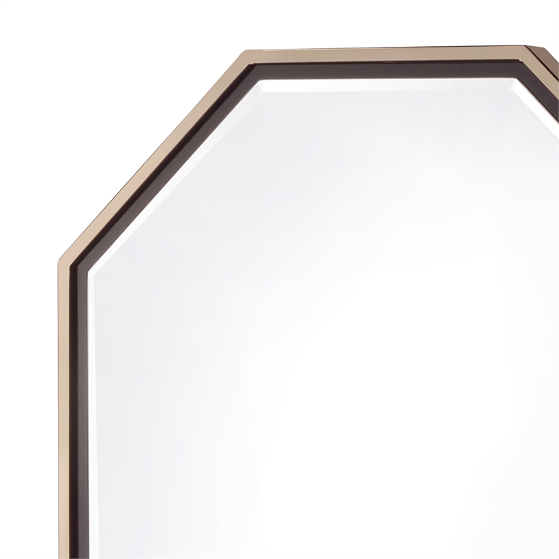 Furniture of America Columbus Metal Octagon Wall Mirror in Champagne Gold