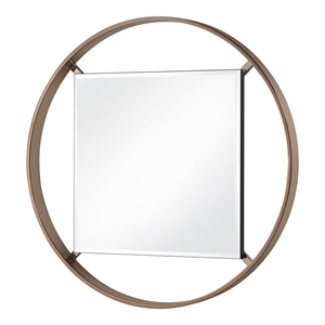 Furniture of America Norman Metal Frame Beveled Wall Mirror in Gold Champagne
