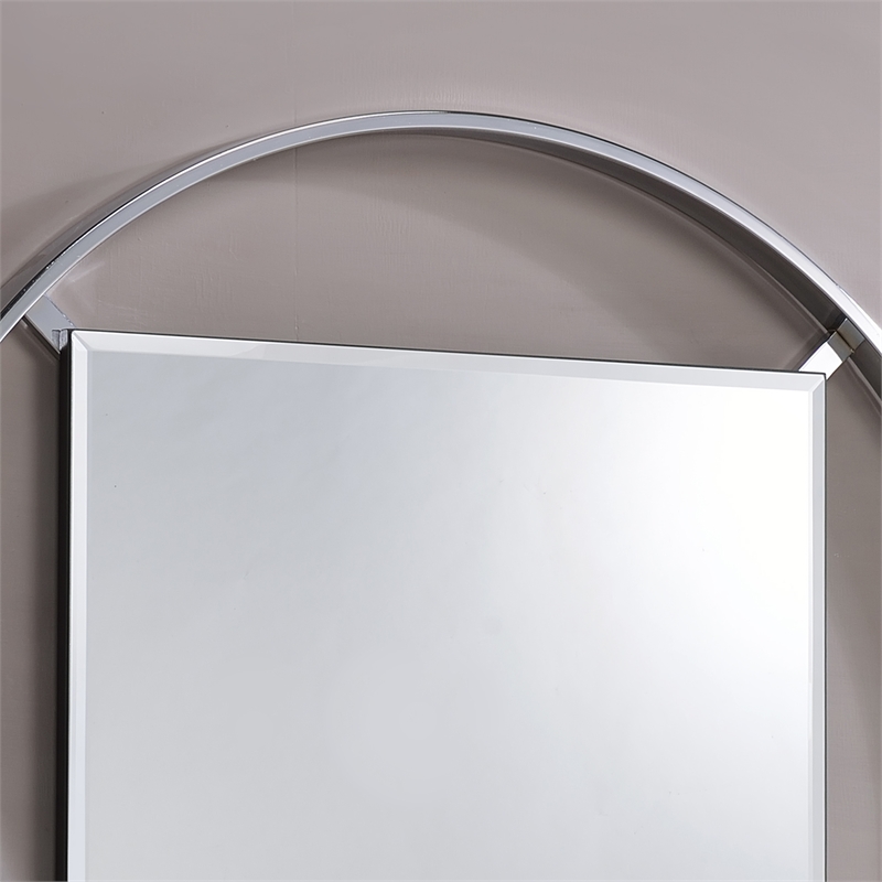 Furniture of America Norman Metal Frame Beveled Wall Mirror in Chrome