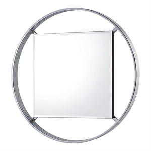 Furniture of America Norman Metal Frame Beveled Wall Mirror in Chrome